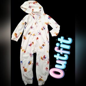 *0875 fleece hooded outfit romper Girls 24 months